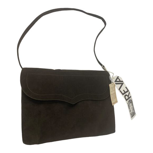 Reva ultrasuede fabric brown envelope shoulder bag purse - Picture 7 of 9